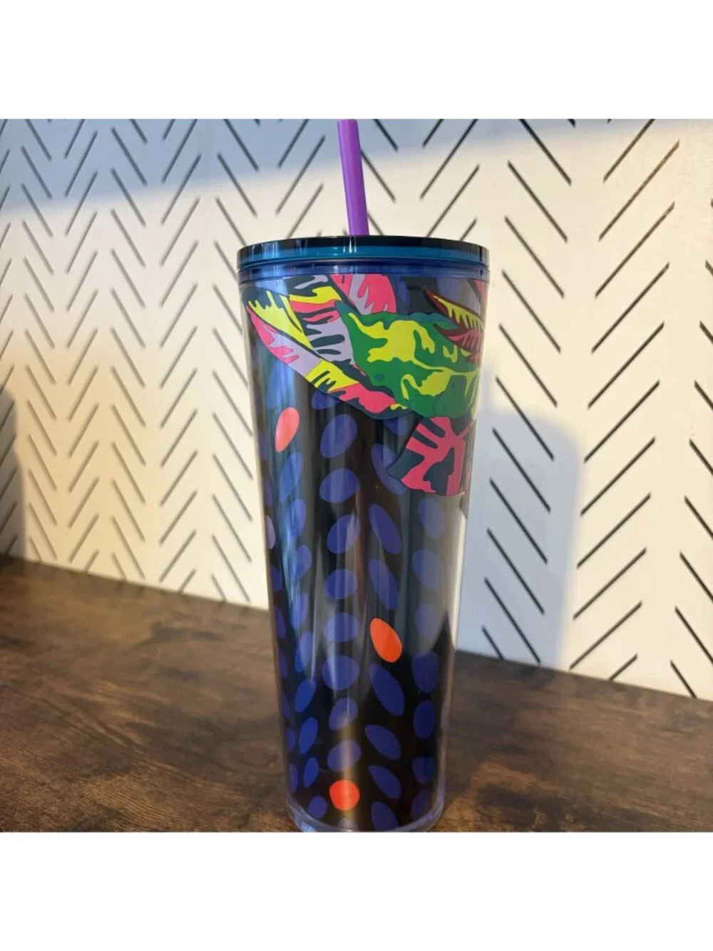 Starbucks Summer 2023 Floral Leaves Venti Cold Cup Tumbler Tropical 24oz Straw